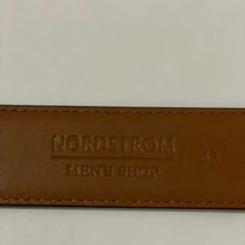 NWT Nordstrom Men's Shop Pebbled Leather Dress Belt - Brown - 42